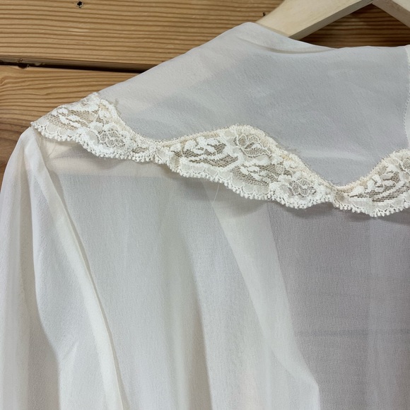 Vtg Victoria's Secret Robe M/L Sheer Ivory Chiffon Lace Trim Long B124 - Picture 16 of 16